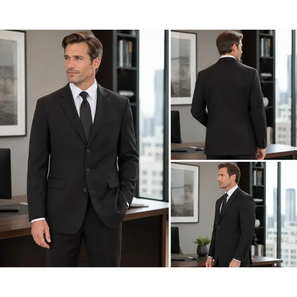 Antonio Panelli Signature Collection Men's Black 100% Wool Suit Jacket 40R Italy